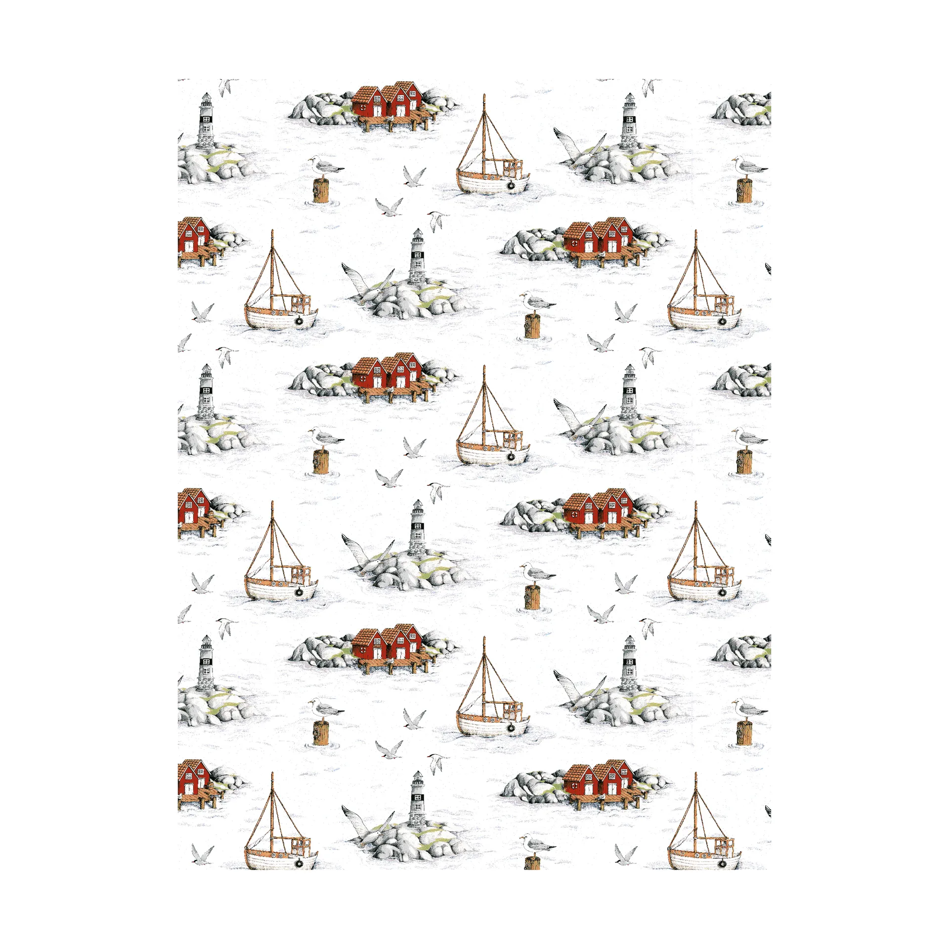 Fiskeskär ύφασμα, Άσπρο Arvidssons Textil