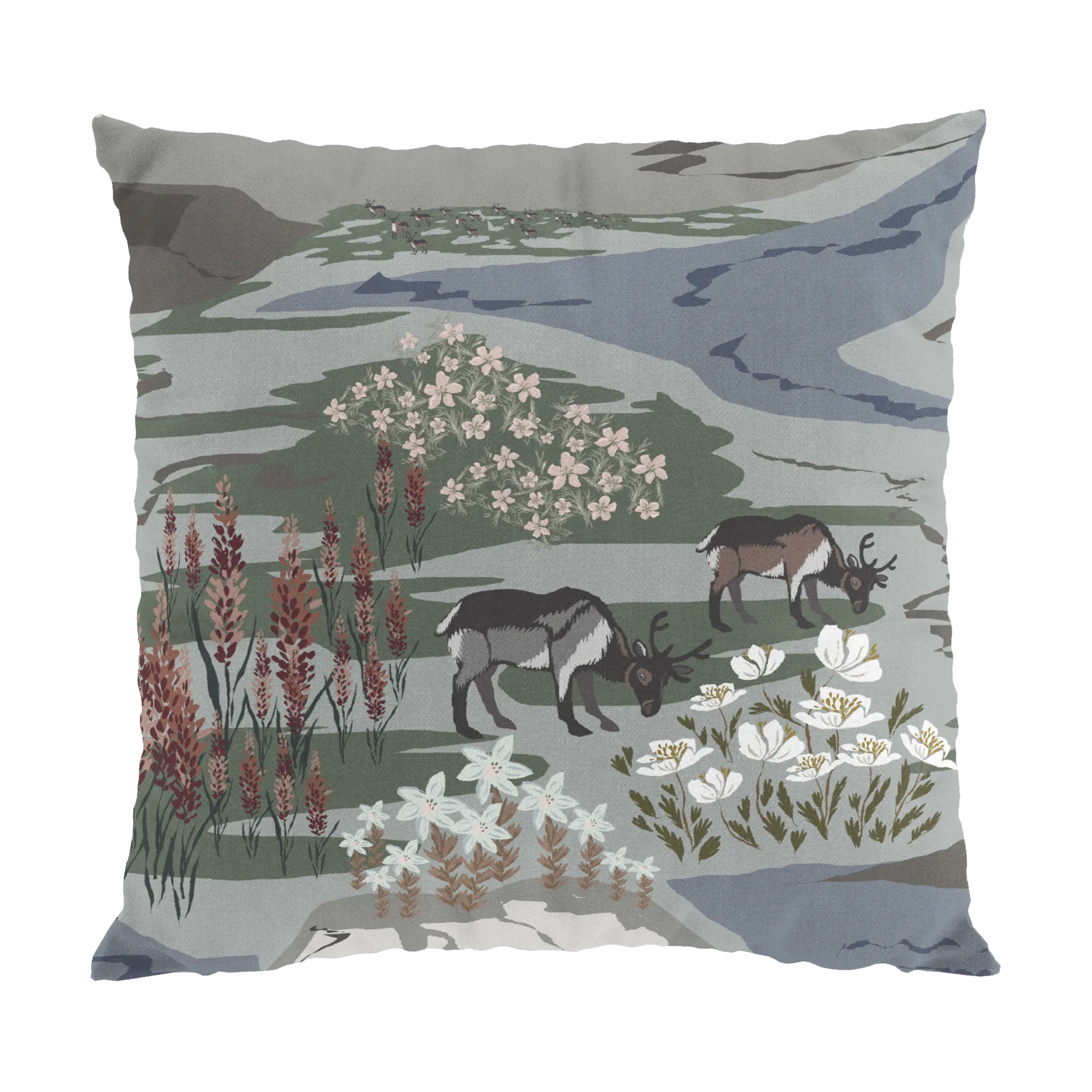 Μαξιλαροθήκη Fjällängar 47x47 cm, Γκρι-πράσινο Arvidssons Textil