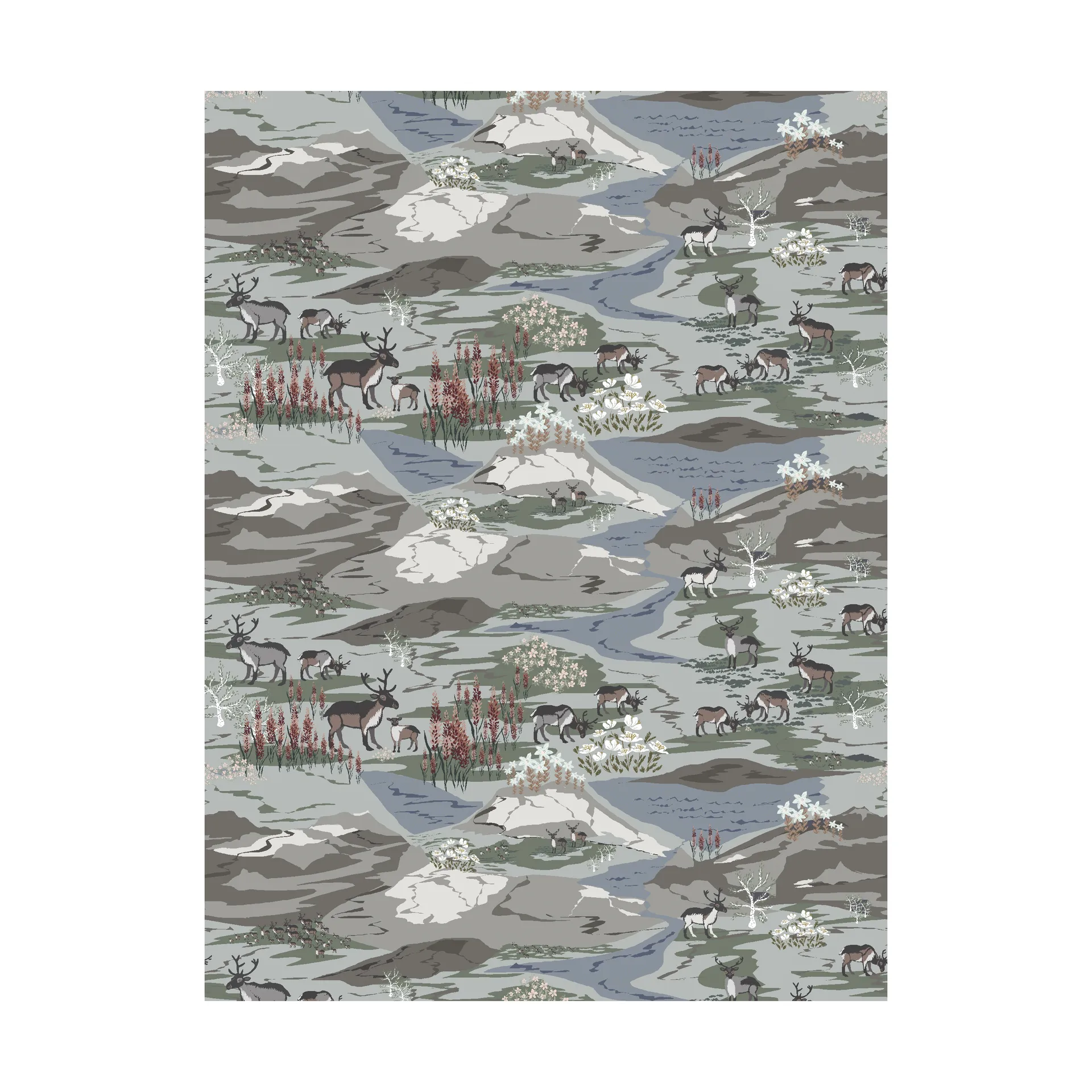 Ύφασμα Fjällängar, Γκρι/πράσινο Arvidssons Textil