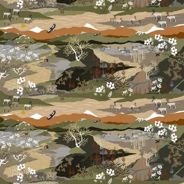 Fjällvandring ύφασμα - πράσινο-σκουριά - Arvidssons Textil