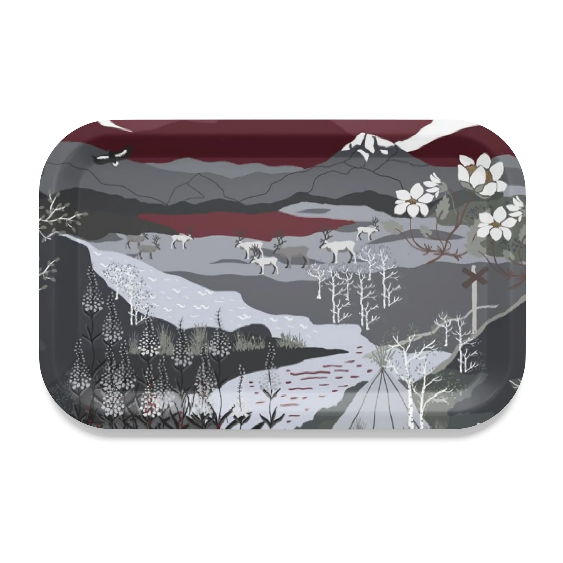 Δίσκος, Fjällvandring, 21x33 εκ, γκρι-βυσσινί Arvidssons Textil