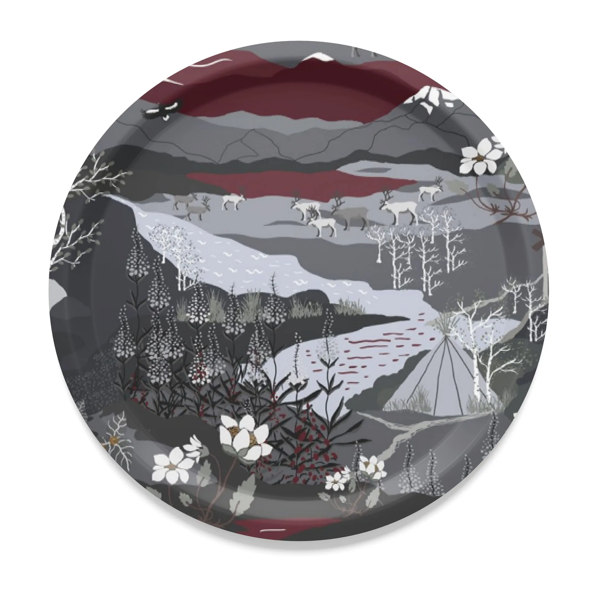 Δίσκος, Fjällvandring, Ø31 εκ, γκρι-βυσσινί Arvidssons Textil