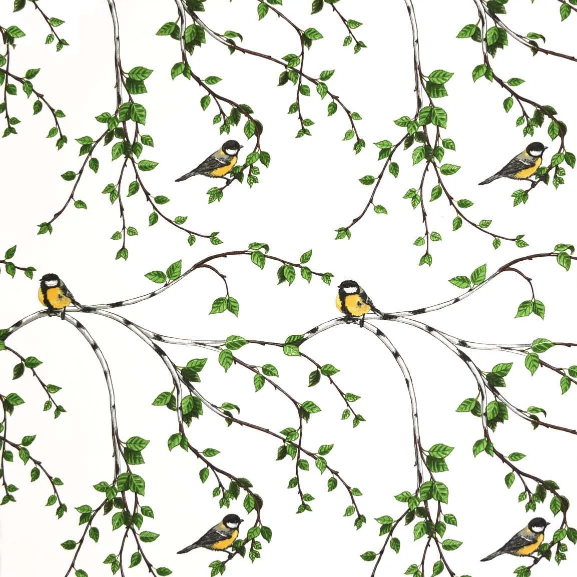 Gläntan ύφασμα, λευκό-πράσινο Arvidssons Textil