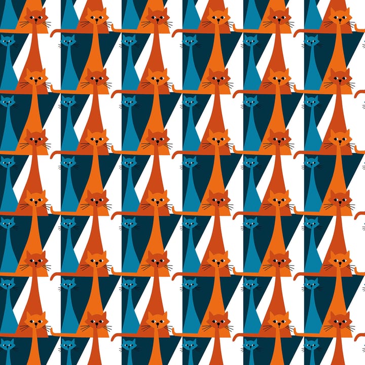 Kitty ύφασμα - μπλε-πορτοκαλί - Arvidssons Textil
