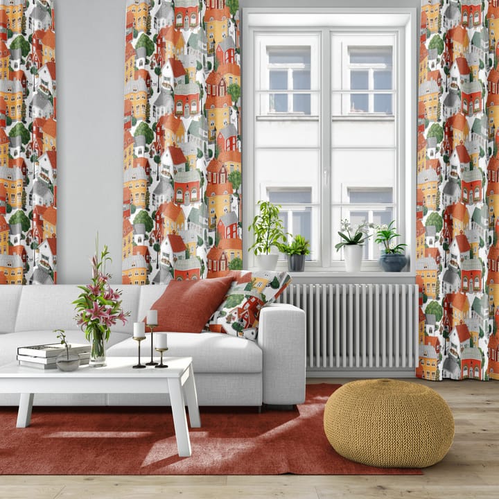 Lyckeby blommar ύφασμα, Κόκκινο-πορτοκαλί Arvidssons Textil
