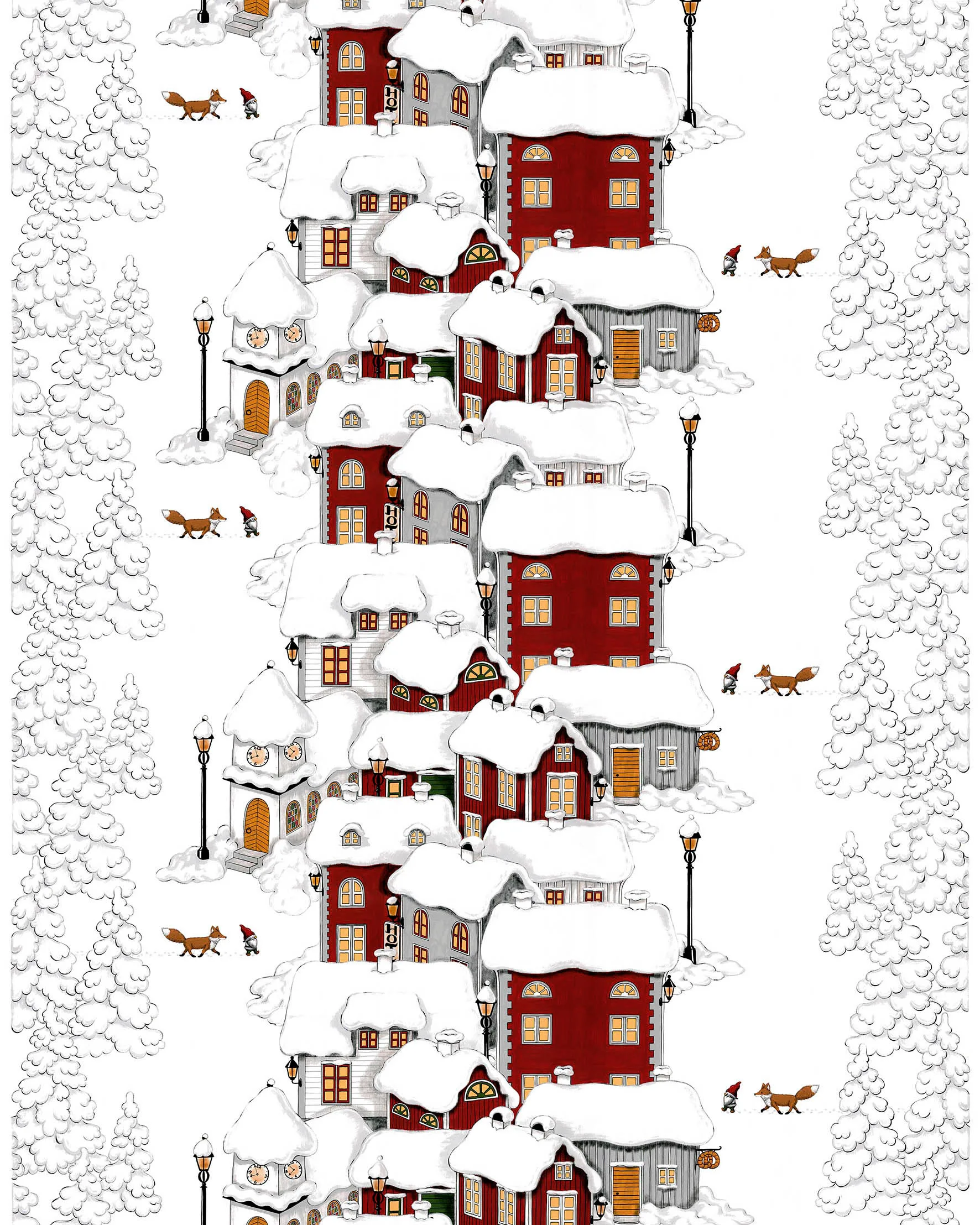 Ύφασμα, Mikkel, Υπόλευκο-γκρι-κόκκινο Arvidssons Textil