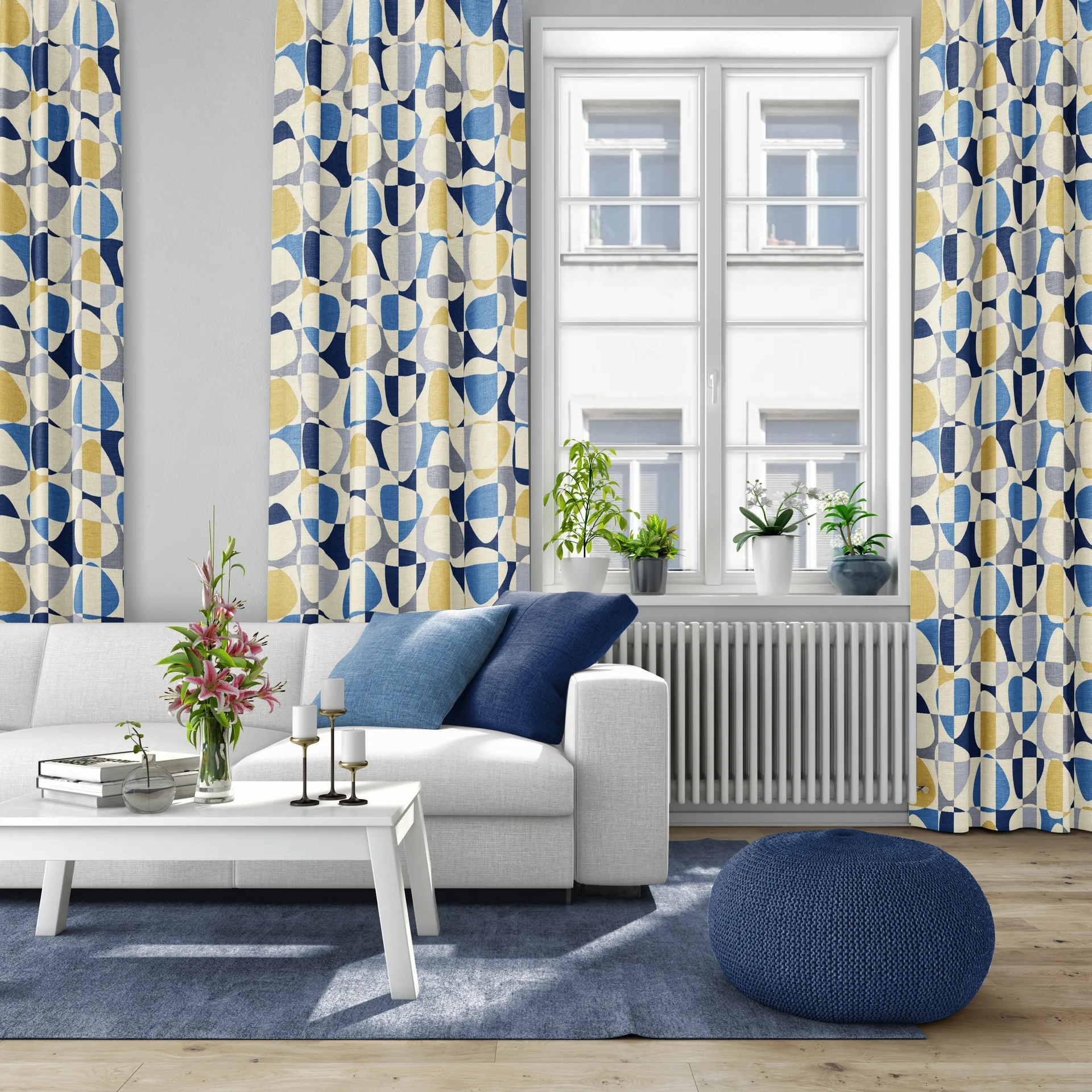 Mosaik ύφασμα, μπλε Arvidssons Textil