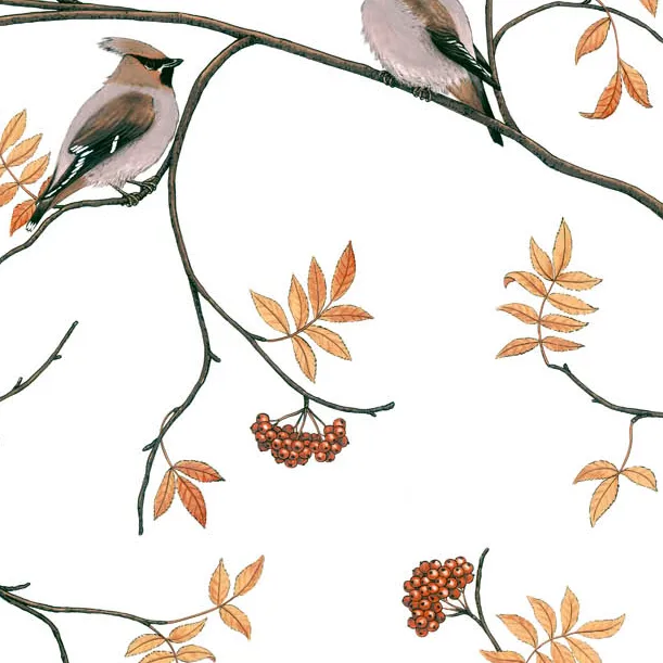 Sidensvansar ύφασμα, λευκό-μπεζ Arvidssons Textil