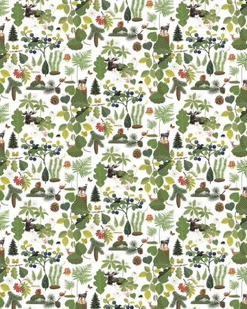 Skogsliv ύφασμα - Πράσινο - Arvidssons Textil