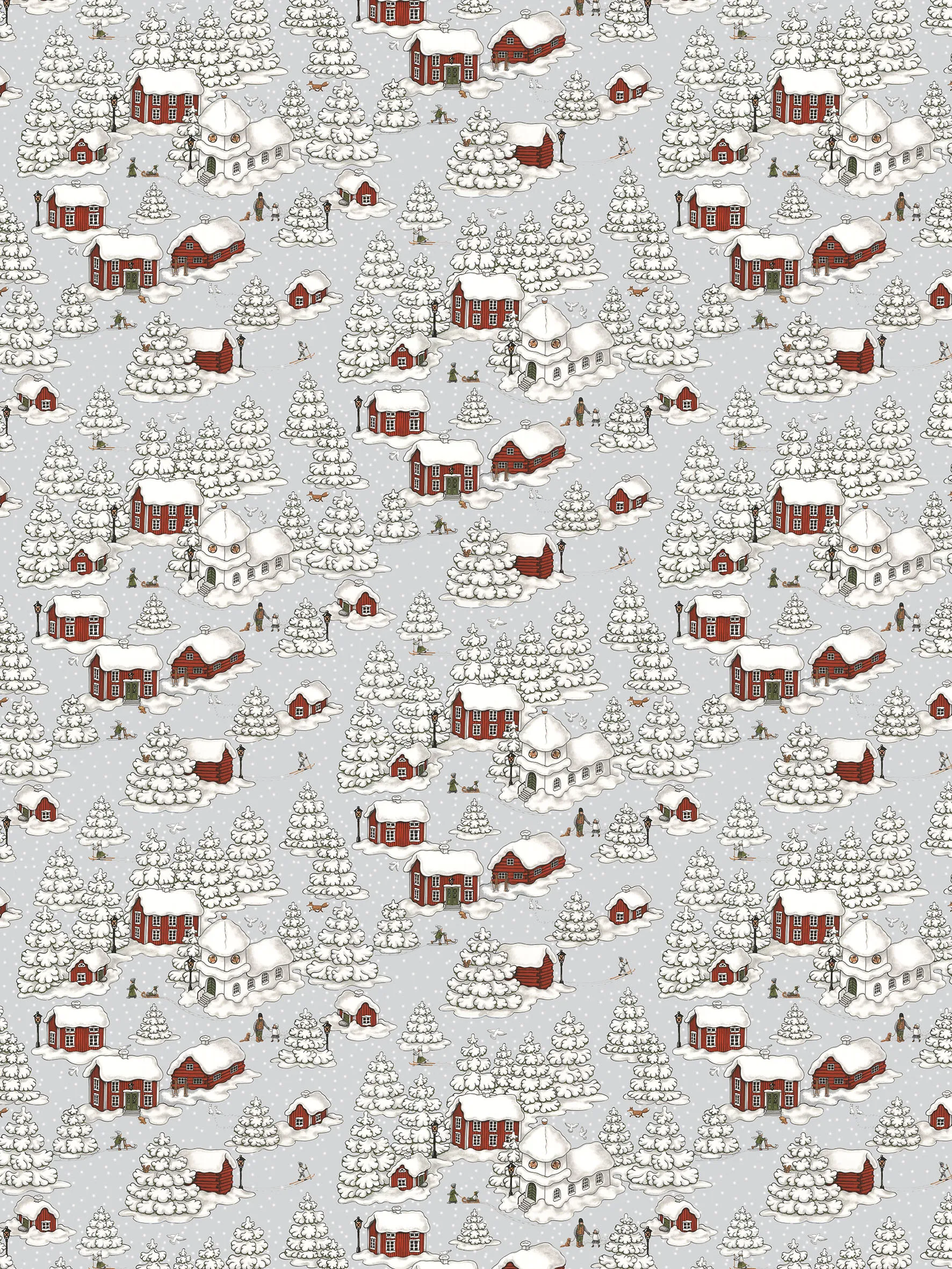 Ύφασμα, Timmerbyn, γκρι-κόκκινο Arvidssons Textil