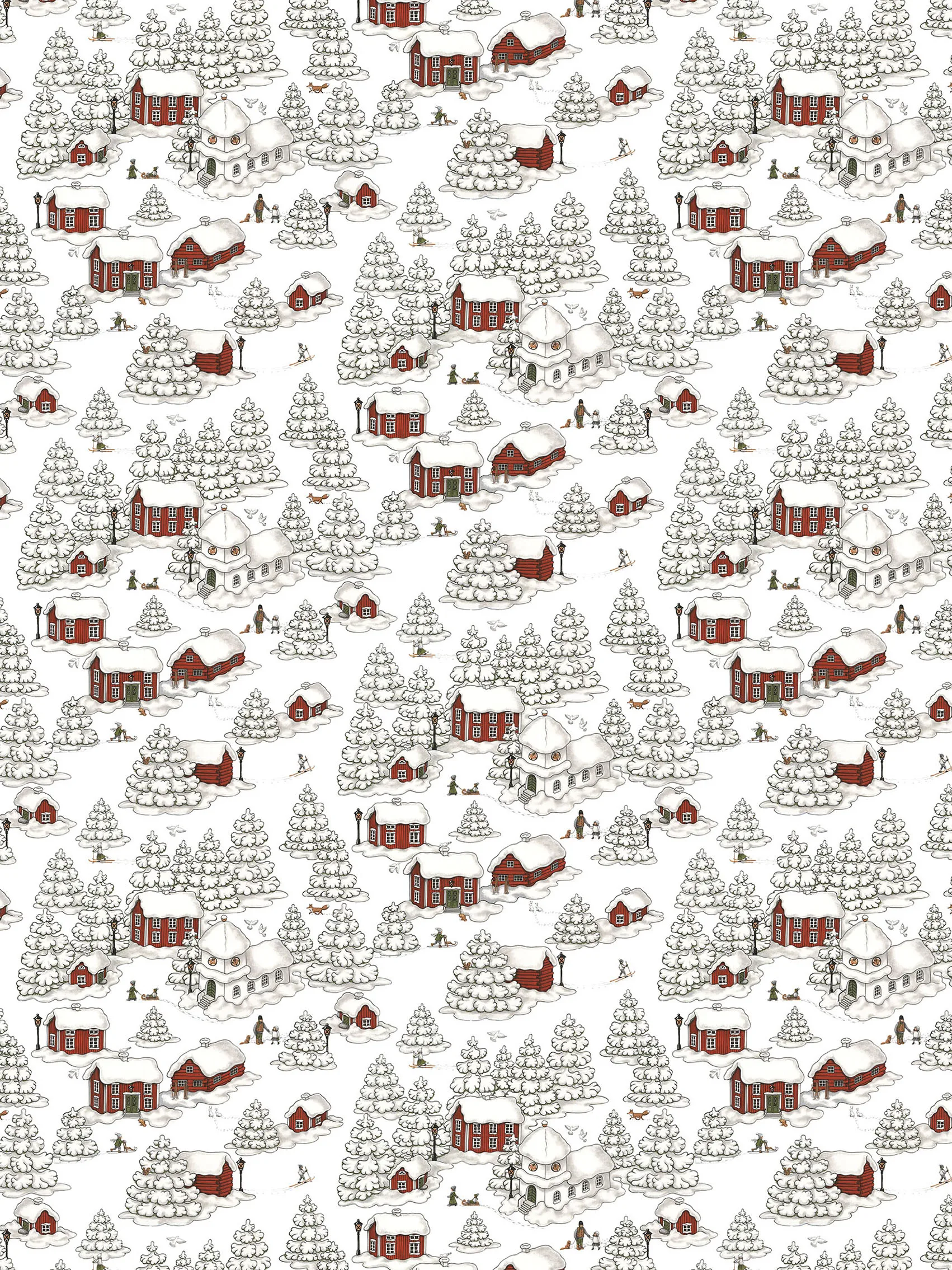 Ύφασμα, Timmerbyn, Υπόλευκο-γκρι-κόκκινο Arvidssons Textil