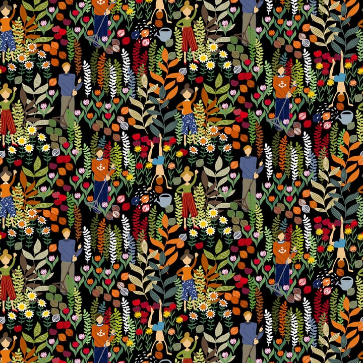 Trädgård ύφασμα - μαύρο-πολύχρωμο - Arvidssons Textil