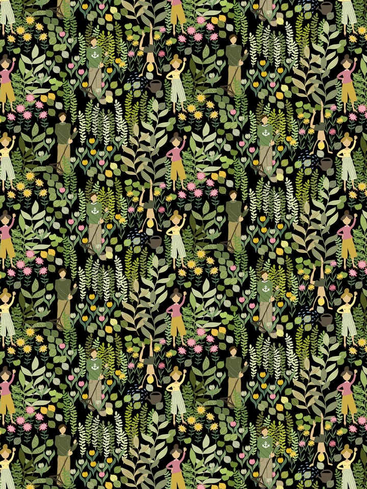 Trädgård ύφασμα - Μαύρο-πράσινο - Arvidssons Textil
