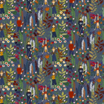 Trädgård ύφασμα - μπλε - Arvidssons Textil