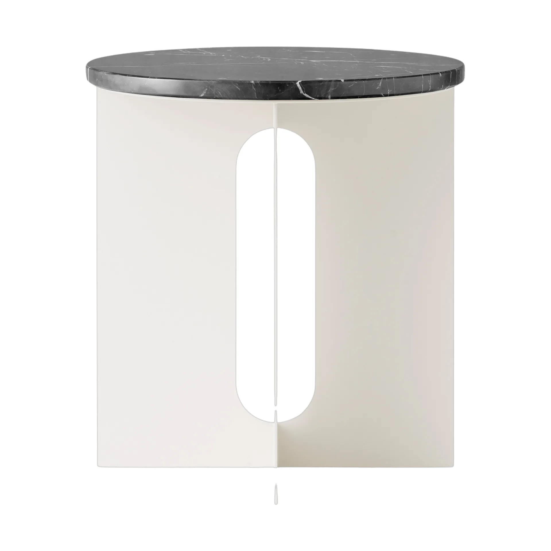 Τραπεζάκι Androgyne, Nero Marquina μάρμαρο-ivory ατσάλι, Ø42 εκ. Audo Copenhagen