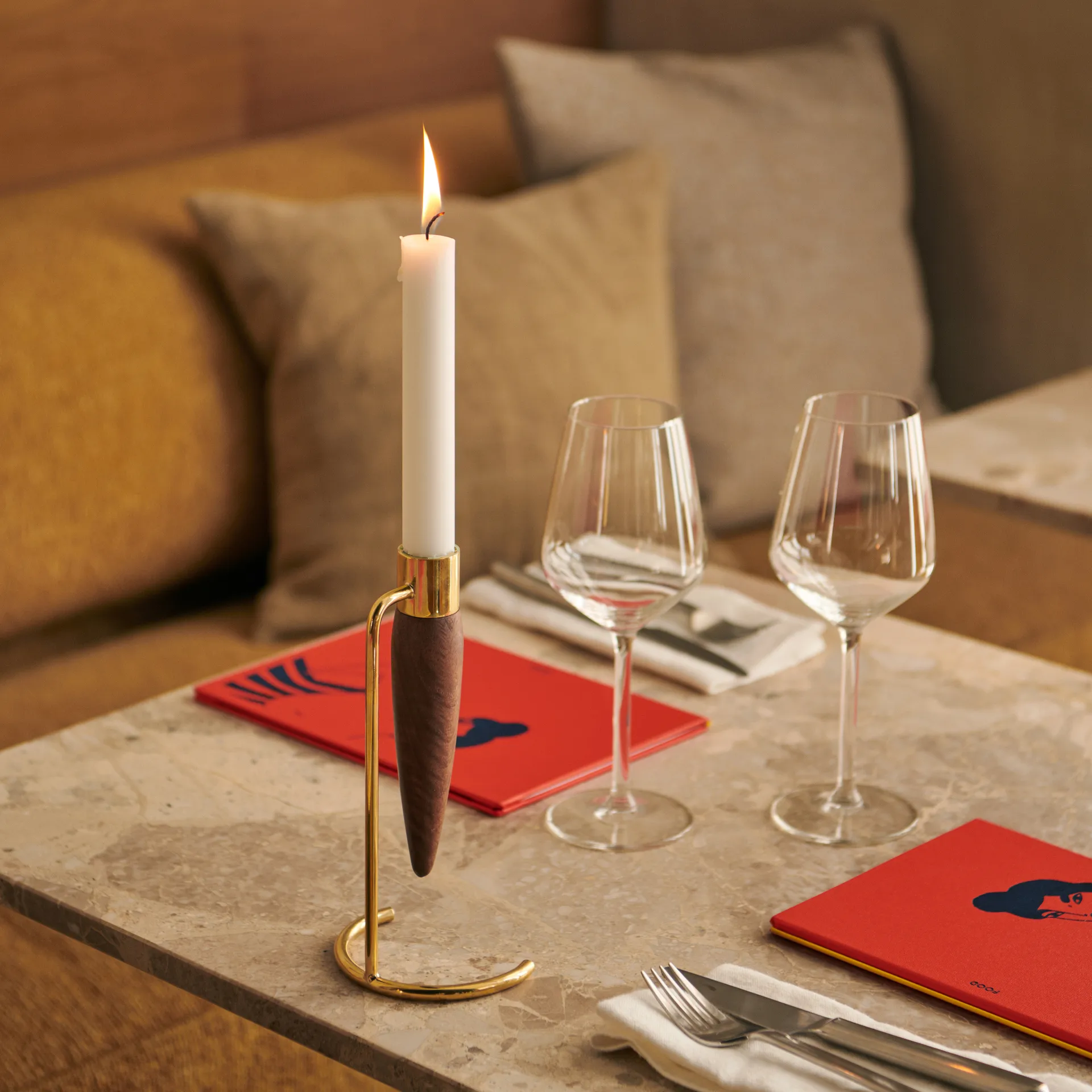 Umanoff κεριά, γυαλισμένος ορείχαλκος-καρυδιά Audo Copenhagen