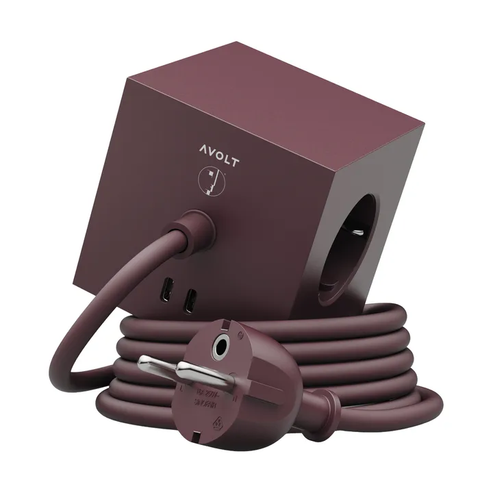AVOLT x Bauhaus-Archiv Square 1 πολύπριζο USB-C - Mulberry Red - Avolt