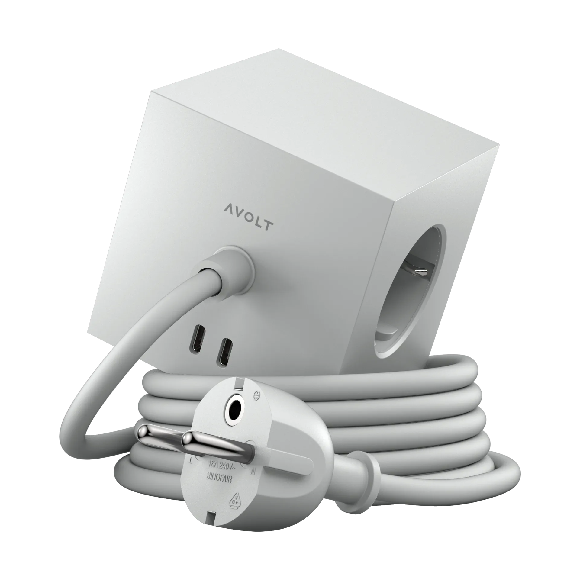 Square 1 πολύπριζο USB-C 30W 1,8 μ, Gotland gray Avolt