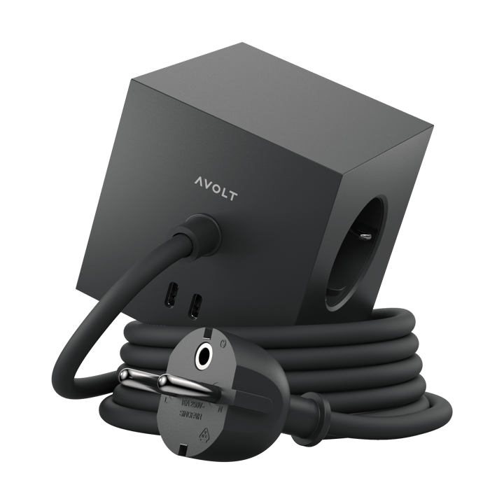 Square 1 πρίζα USB-C 30W 1,8 m, Stockholm black Avolt