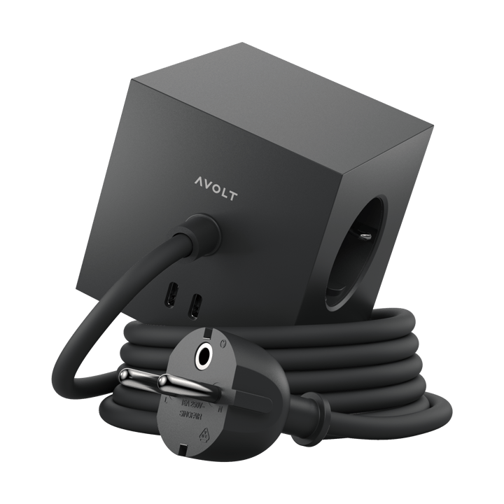 Square 1 πρίζα USB-C 30W 1,8 m - Stockholm black - Avolt