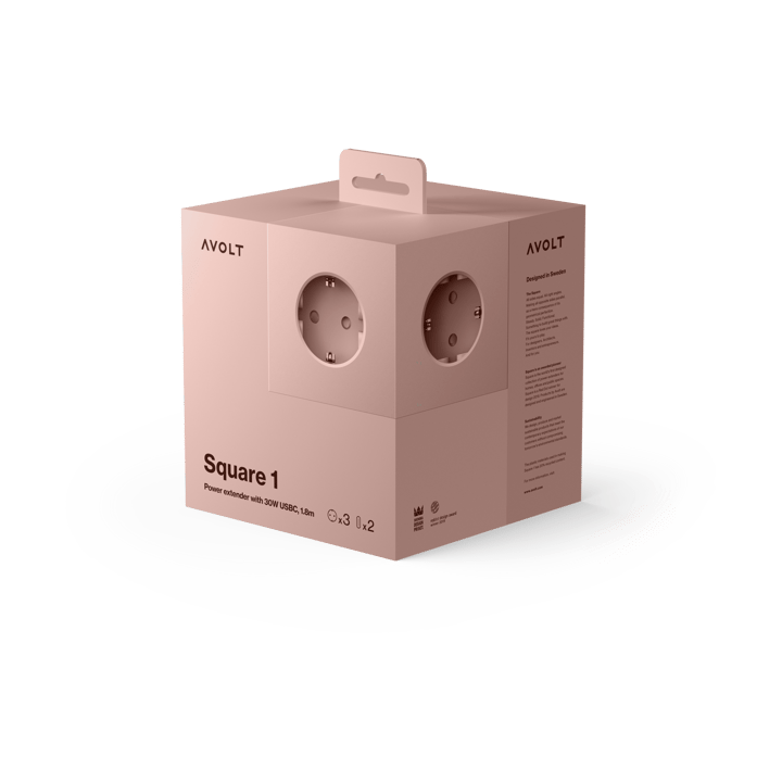 Square 1 πολύπριζο USB-C 30W 1,8 μ, Old Pink Avolt