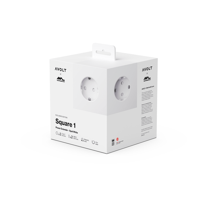 Square 1 πολύπριζο USB-C 30W 1,8 μ, White Martinelli Luce edition Avolt