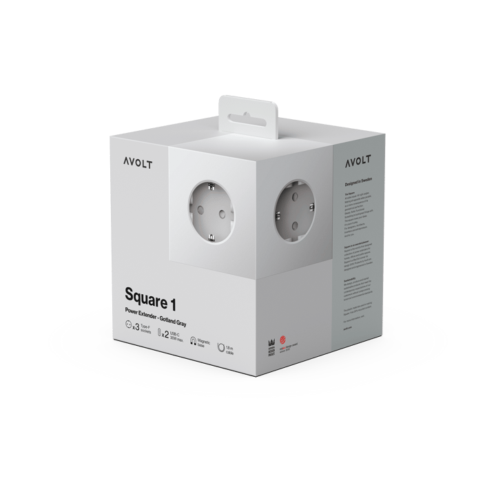Square 1 πολύπριζο USB-C 30W 3 μ, Gotland Gray Avolt