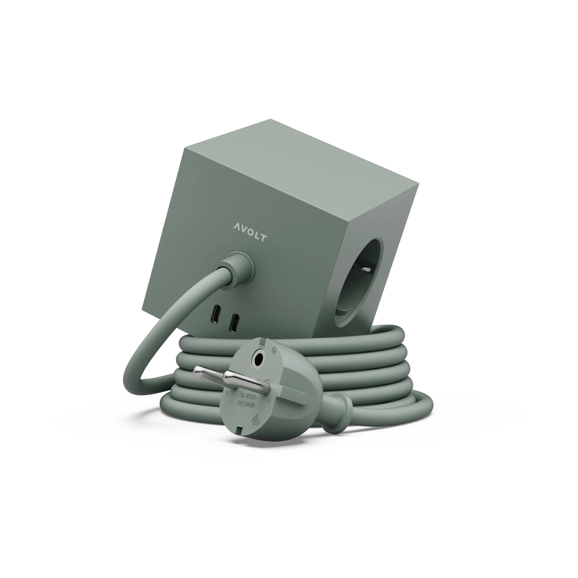 Square 1 πολύπριζο USB-C 30W 3 μ, Oak Green Avolt