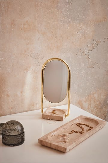 Επιτραπέζιος καθρέφτης ANGUI 17.2x35 cm - Gold/Travertine - AYTM