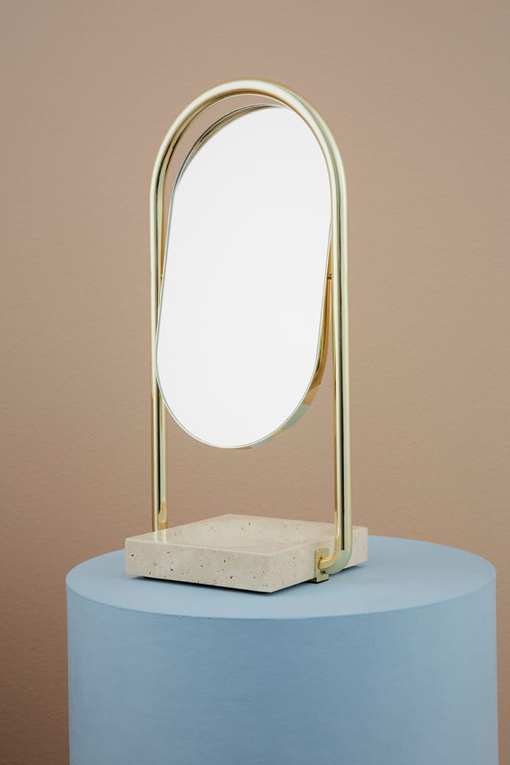 Επιτραπέζιος καθρέφτης ANGUI 17.2x35 cm, Gold/Travertine AYTM