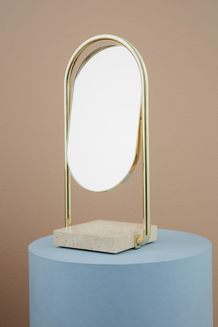 Επιτραπέζιος καθρέφτης ANGUI 17.2x35 cm - Gold/Travertine - AYTM