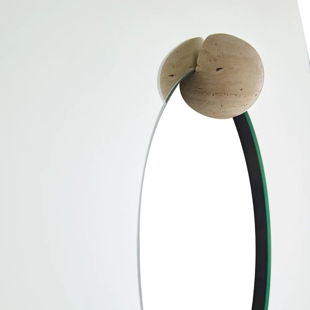 Καθρέφτης τοίχου Castellum Ø80 εκ., Clear-travertine AYTM