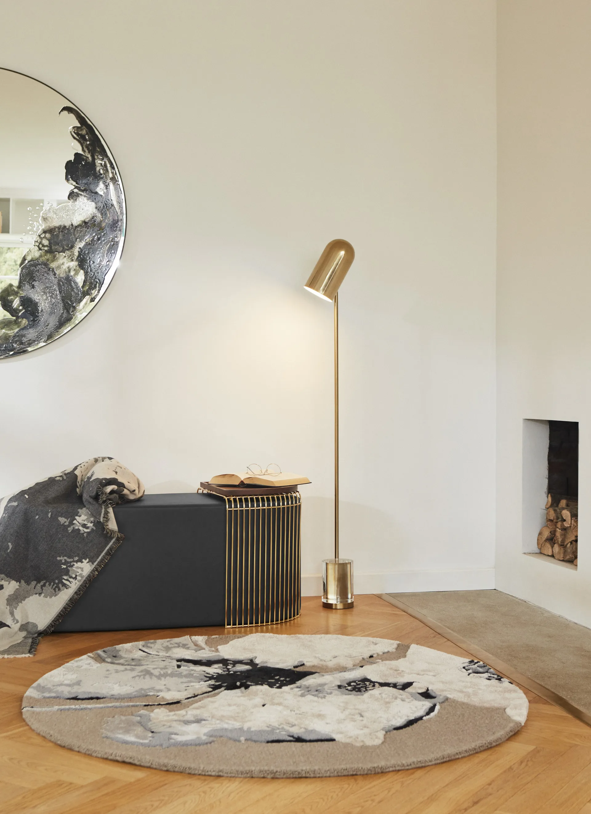 Floreo χαλί Ø200 cm, Λευκό-γκρι AYTM