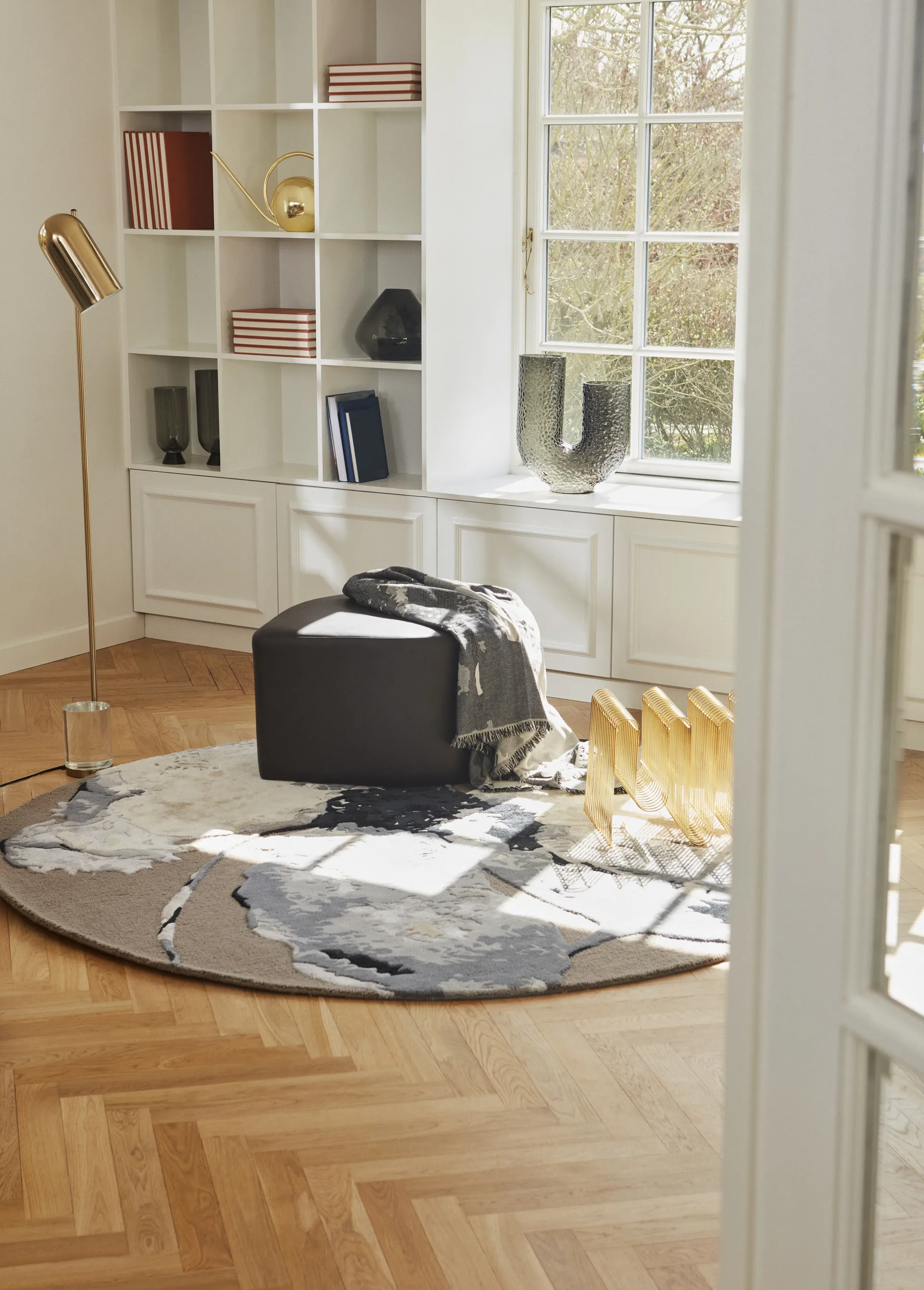 Floreo χαλί Ø200 cm, Λευκό-γκρι AYTM