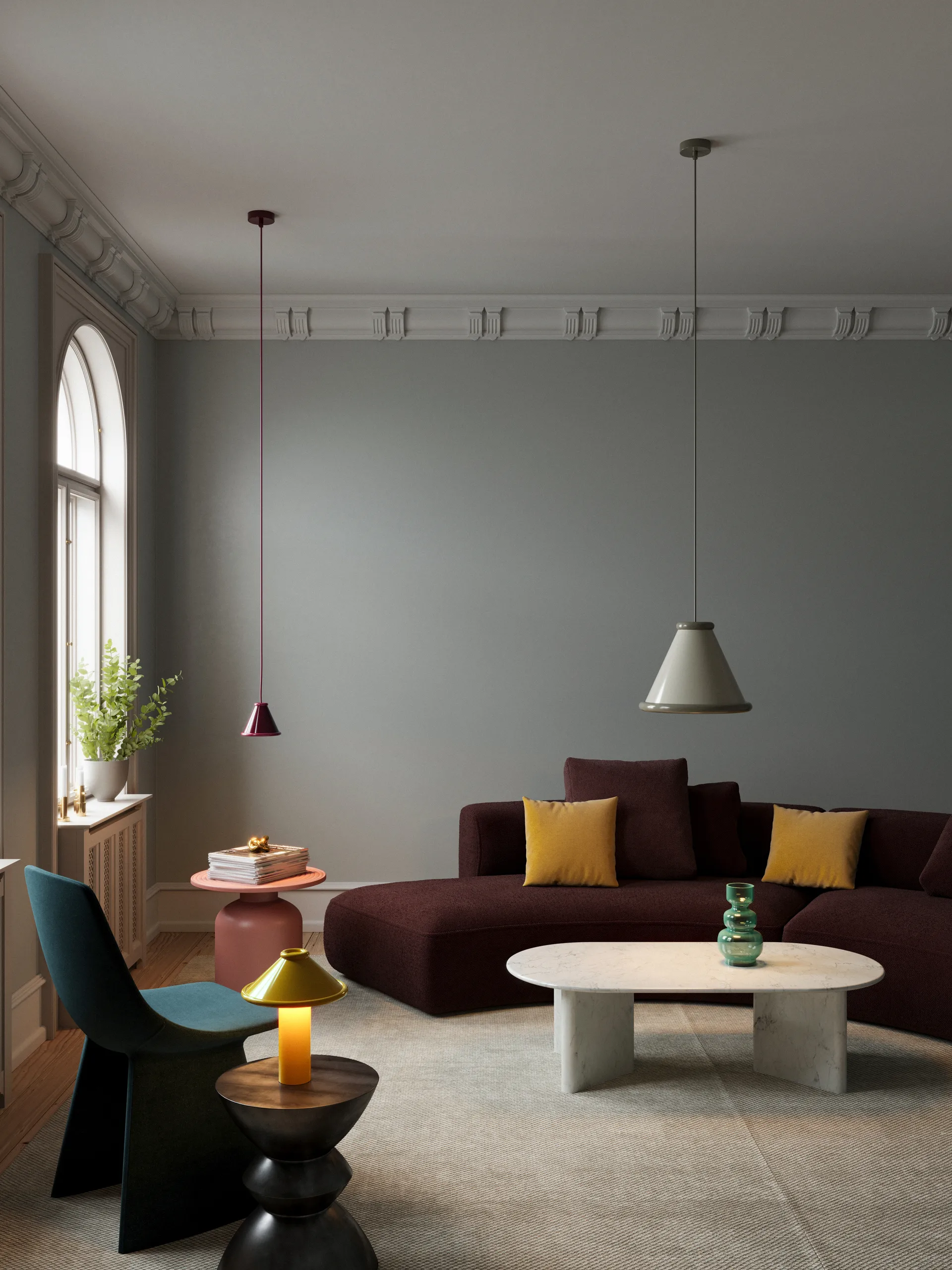 Belle κρεμαστό φωτιστικό Ø36 cm, Pepple grey-moss grey Belid