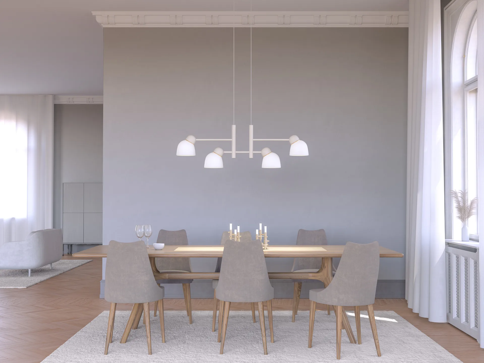 Bird κρεμαστό φωτιστικό 119,3 cm, Άμμος-χρυσό-οπάλ γυαλί Belid