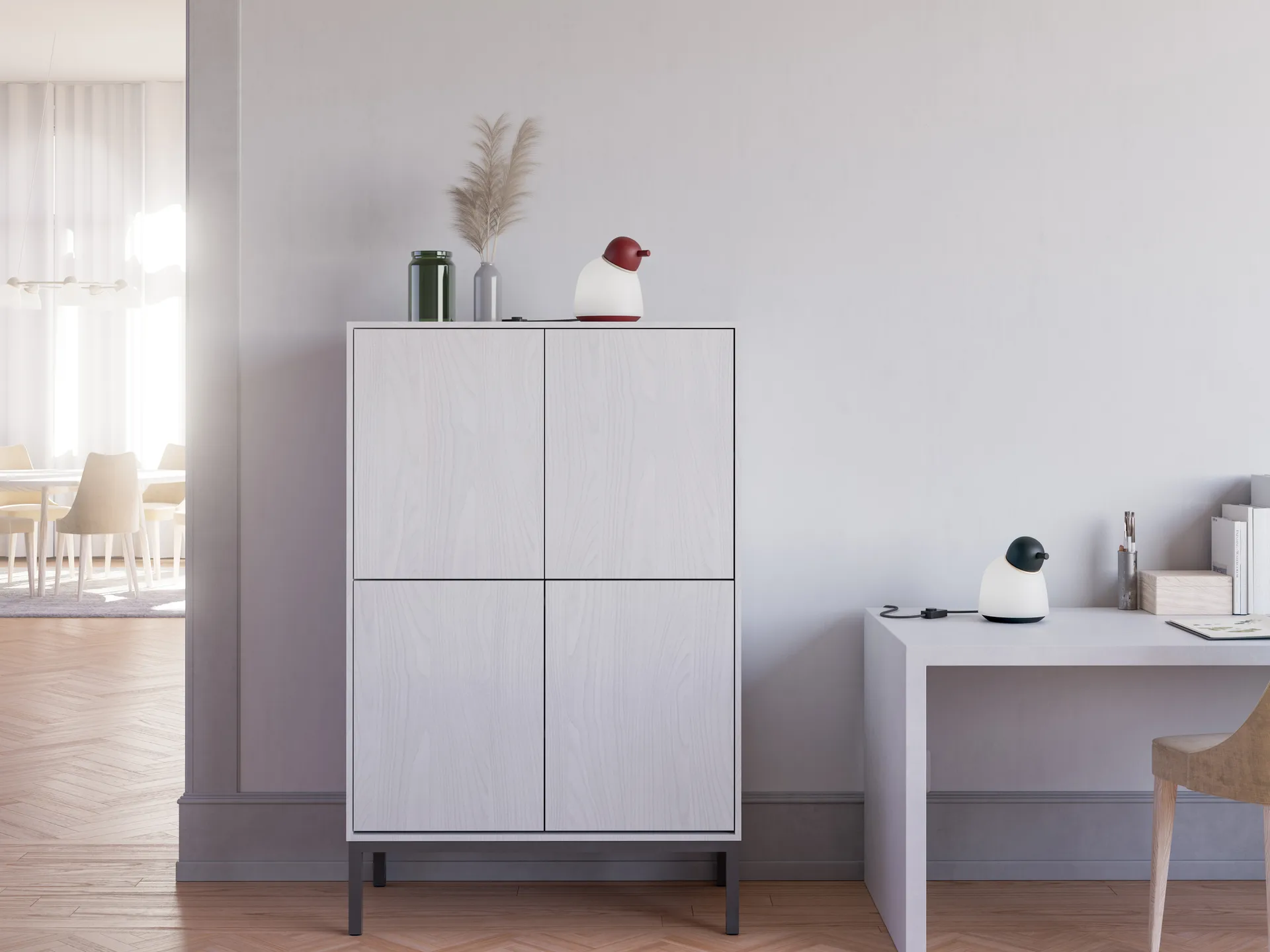 Bird επιτραπέζιο φωτιστικό 21,5 cm, Σκούρο κόκκινο-άμμος-οπάλ γυαλί Belid