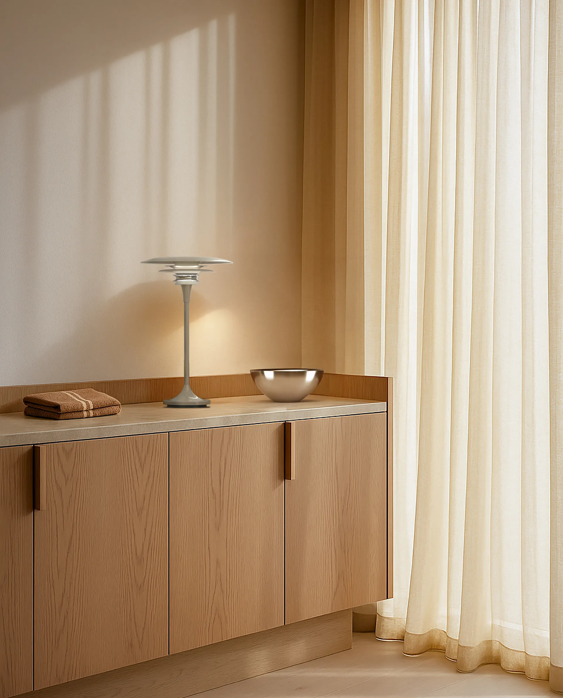 Diablo επιτραπέζιο φωτιστικό Ø30 cm, Soft greige Belid