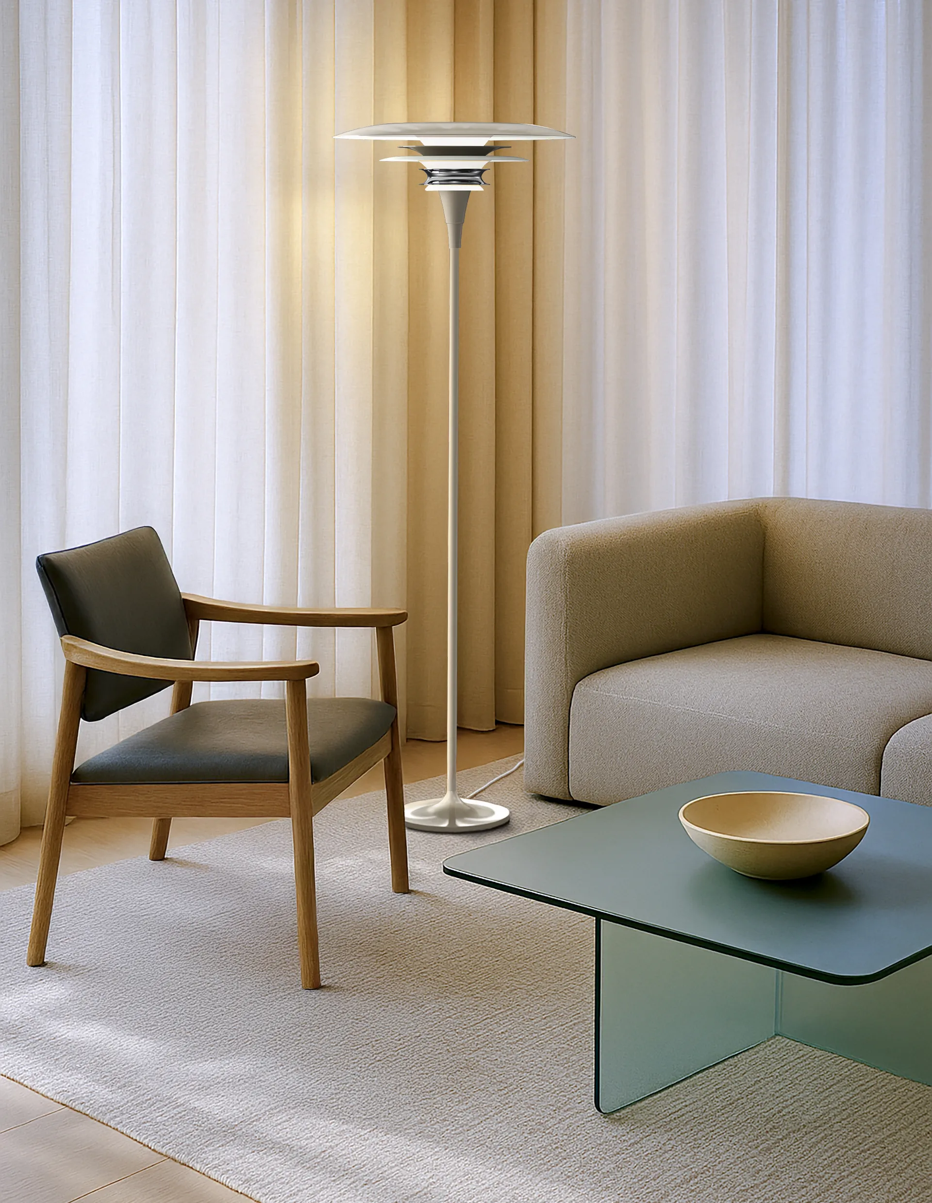 Diablo φωτιστικό δαπέδου 38 cm Ø50 cm, Soft greige Belid