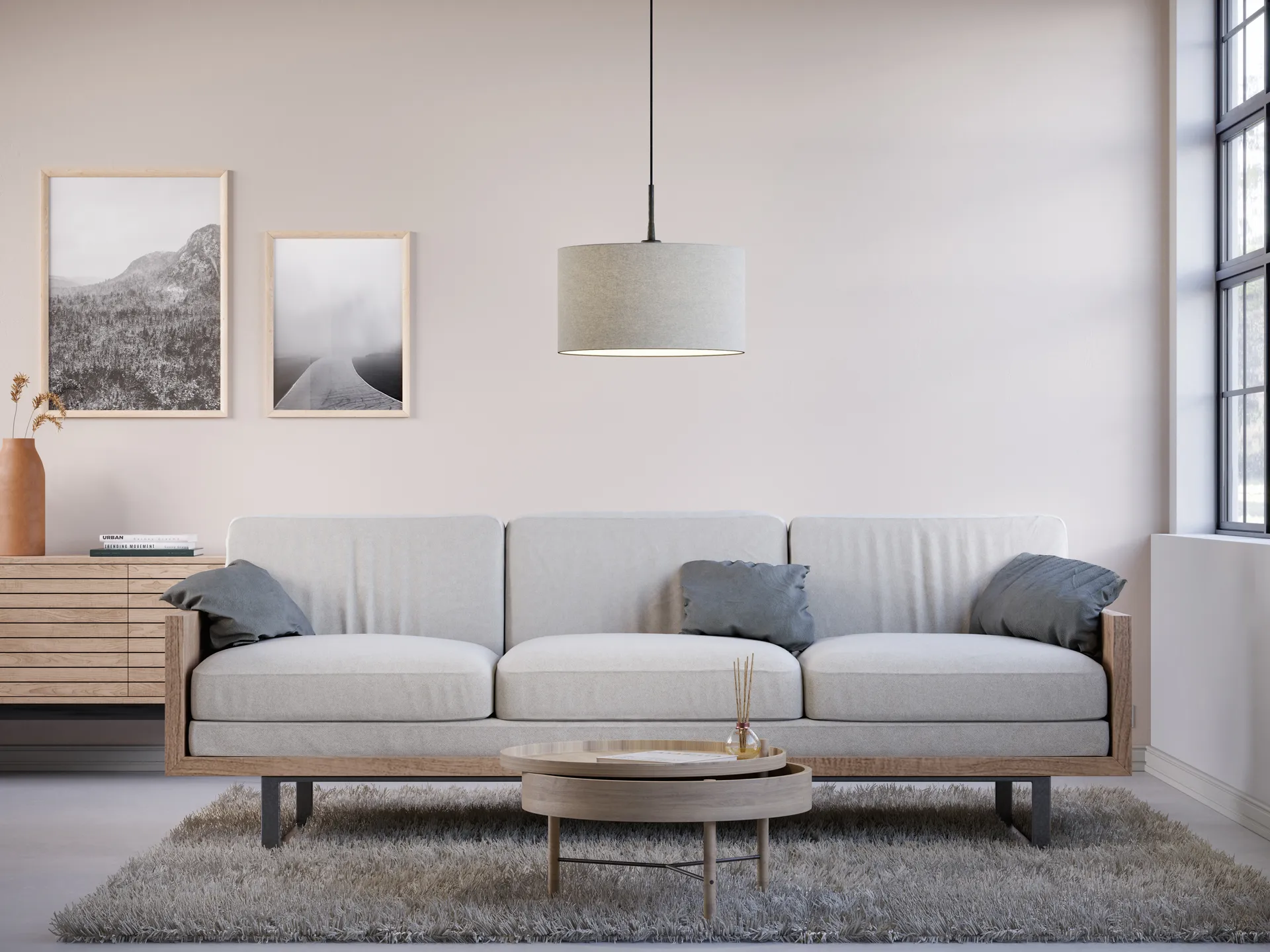 Soft κρεμαστό φωτιστικό Ø40 cm, Λευκό μαλλί Belid