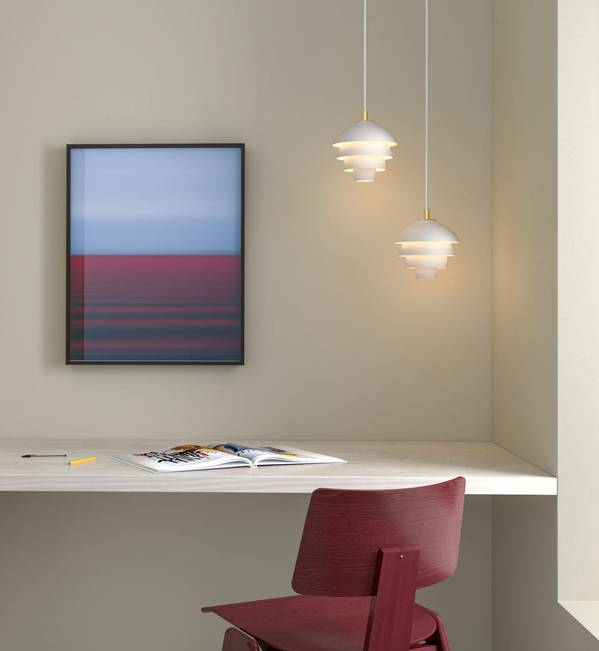 Valencia κρεμαστό φωτιστικό Ø18, Ματ λευκό-χαλκός Belid