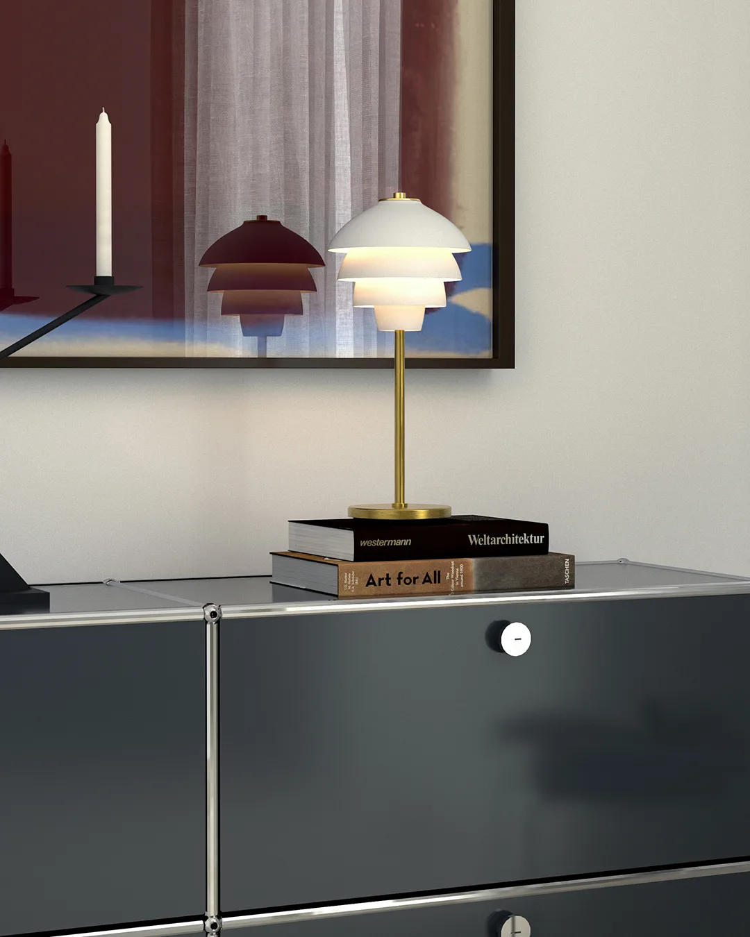 Valencia Φωτιστικό επιτραπέζιο 41 cm, Ματ λευκό-χαλκός Belid