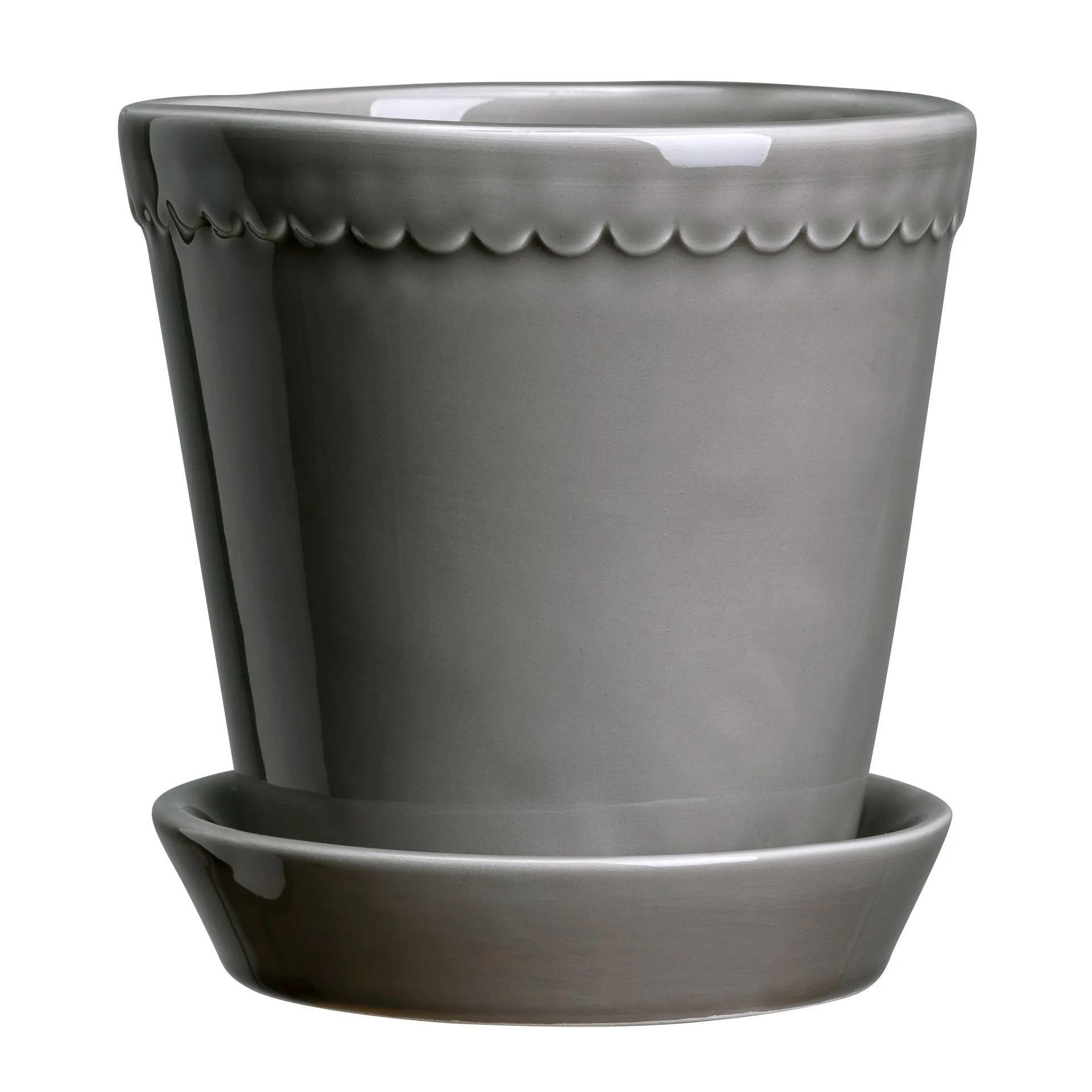 Helena γλάστρα λουστραρισμένη 18 cm, γκρι πέρλα Bergs Potter