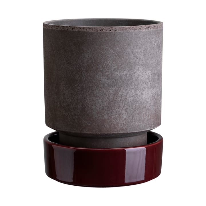 Hoff γλάστρα - Ø14 cm, Raw Grey-Deep Burgundy - Bergs Potter