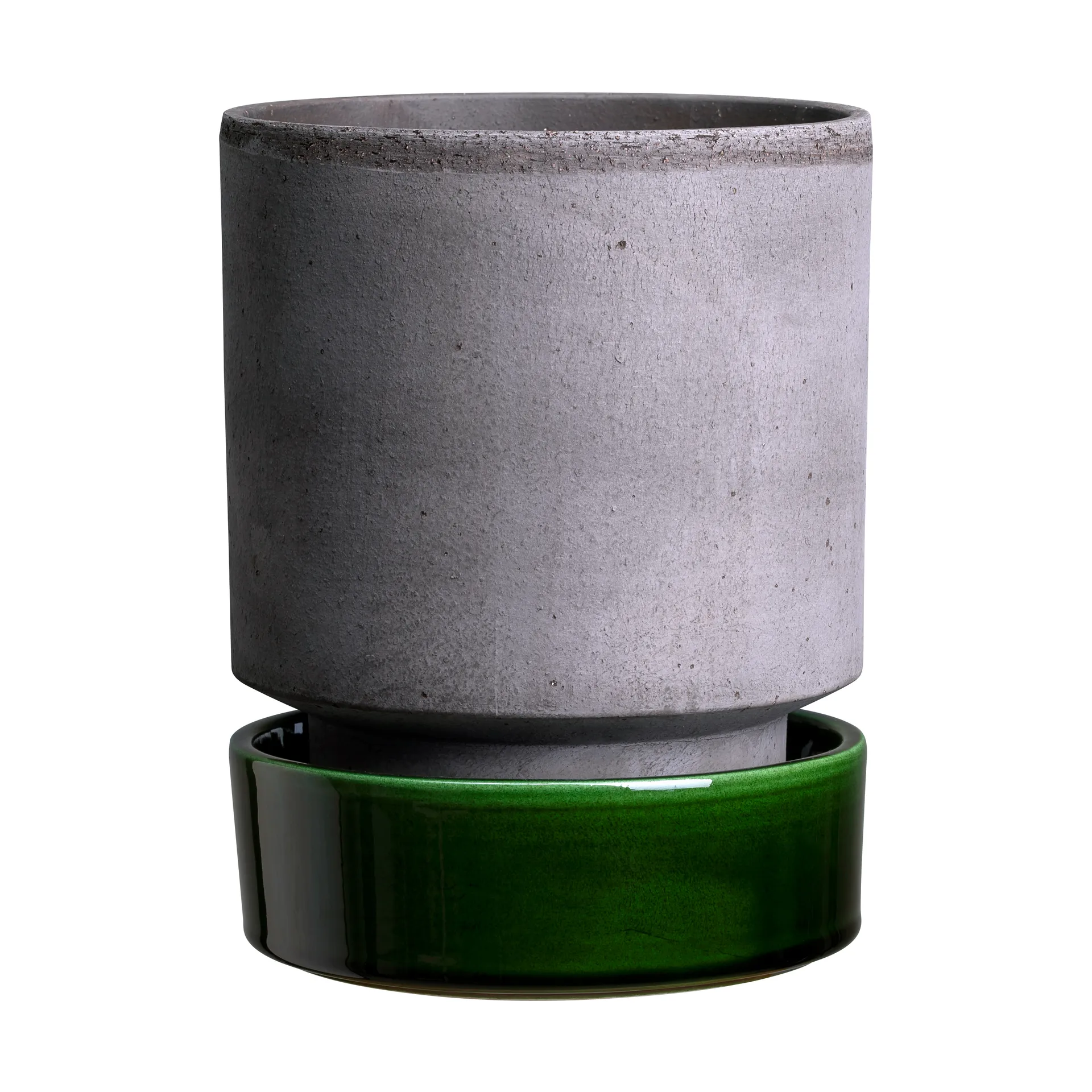 Hoff γλάστρα, Ø14 cm, Raw Grey-Emerald Green Bergs Potter
