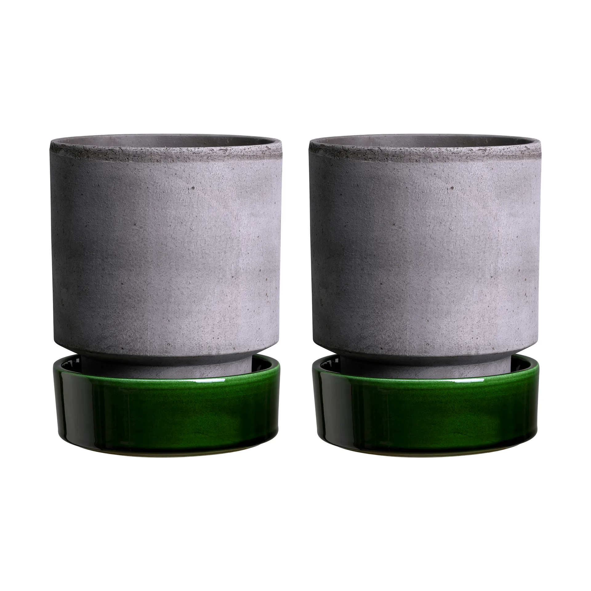 Hoff γλάστρα 2-pack, Ø8 εκ., Raw Grey-Emerald Green Bergs Potter