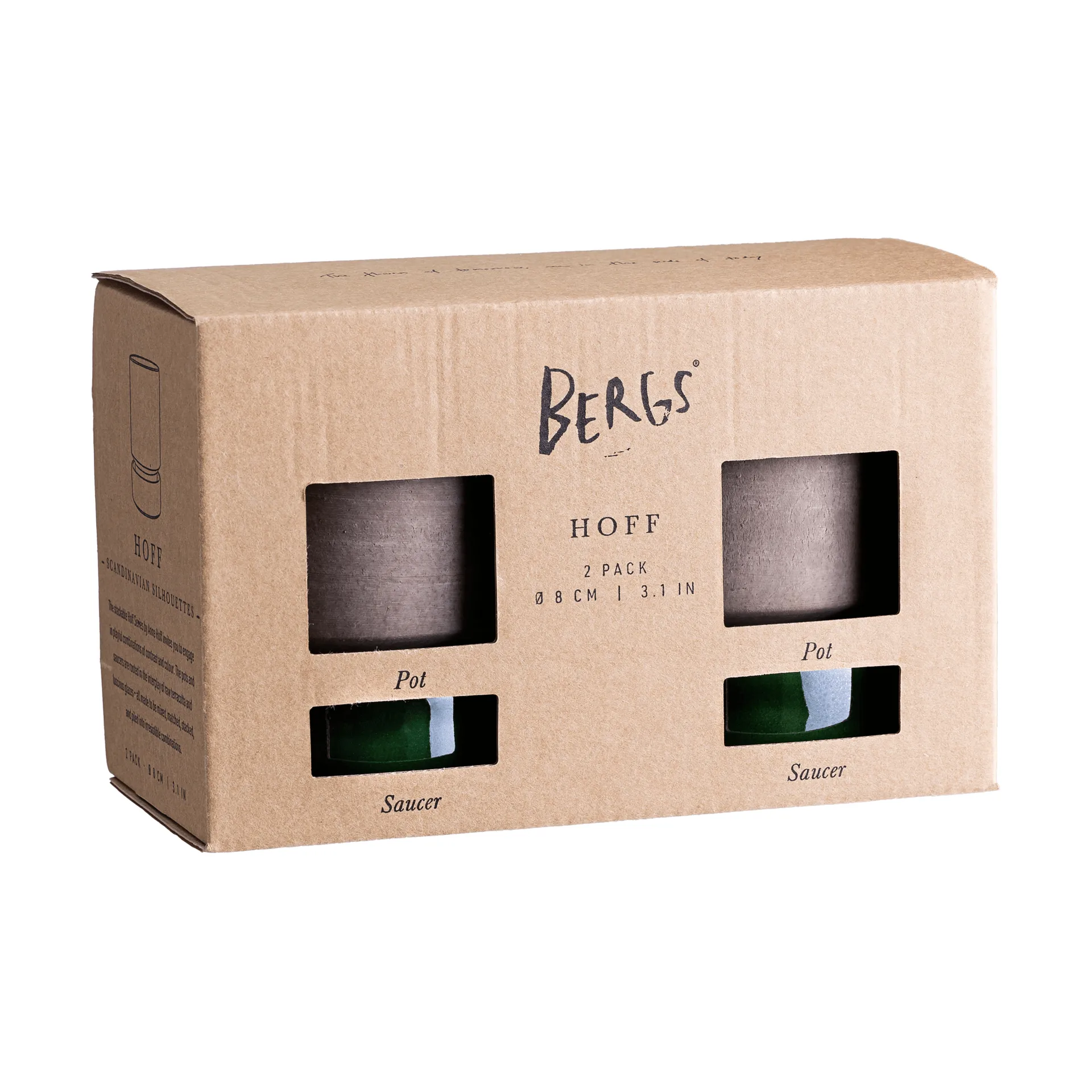 Hoff γλάστρα 2-pack, Ø8 εκ., Raw Grey-Emerald Green Bergs Potter