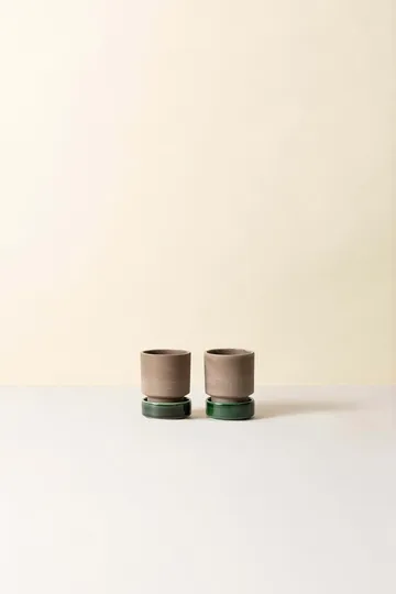 Hoff γλάστρα 2-pack - Ø8 εκ., Raw Grey-Emerald Green - Bergs Potter