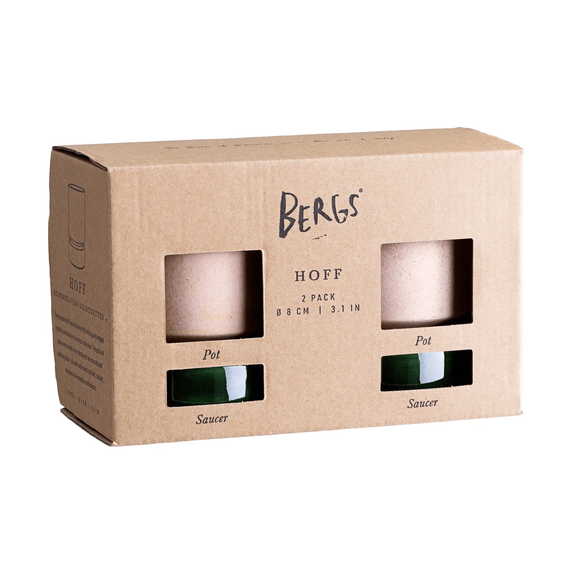 Hoff γλάστρα 2-pack, Ø8 εκ., Raw Rosa-Emerald Green Bergs Potter