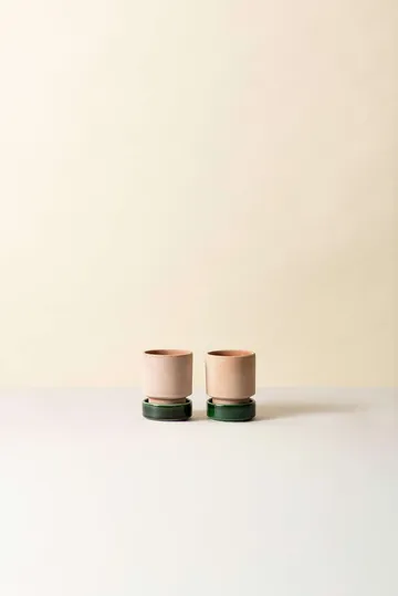 Hoff γλάστρα 2-pack - Ø8 εκ., Raw Rosa-Emerald Green - Bergs Potter